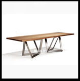 美式组装乡村北欧咖啡茶餐厅桌椅实木家具原木复古铁艺餐桌书桌