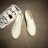 日本代购2016新款夏季男士休闲帆布鞋 白色一脚蹬懒人鞋 小白鞋