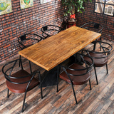 美式乡村复古做旧实木铁艺餐桌饭桌酒吧桌办公桌酒店桌长方形简约