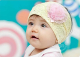 女宝宝夏季假发帽子韩版春夏婴儿帽蕾丝花朵蝴蝶结儿童空顶帽发带