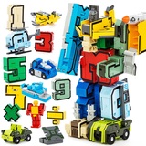 新乐新儿童益智拼装数字合体机甲战队变形金刚机器人积木3C玩具