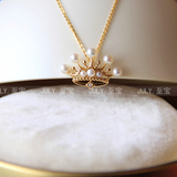 凝芯一18K金天然日本Akoya海水珍珠项链顶级强光皇冠吊坠特价包邮
