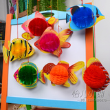 新春幼儿园环境布置墙面装饰品 海洋鱼挂饰灯笼喜庆吊饰年年有鱼