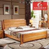 实木床 中式橡木床1.5米1.8米双人床 住宅家具全实木储物高箱床