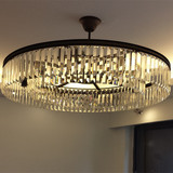 美式水晶吊灯现代简约圆形欧式卧室LED吸顶灯具客厅房间走廊阳台