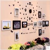 照片墙相框墙客厅卧室儿童创意背景画框组合挂钟带13钟表贴纸欧式