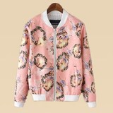韩版女装外套 2015秋季新品数码印花个性空气层休闲棒球服潮夹克