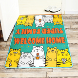 日韩风格小猫咪图案卡通可爱绿色地毯入户玄关进门垫地垫床边脚垫