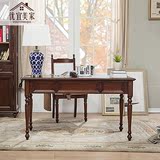 美式乡村书桌纯实木简易 复古简约写字台办公桌电脑桌子书房家具