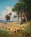 精准印花 法国正品DMC十字绣 客厅大画 人物油画 欧洲风光 牧羊女
