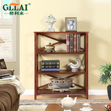 格利来美式实木置物架简约落地小书架 创意卧室收纳储物多层架子