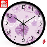 创意韩式抽象紫色花纹客厅 石英钟静音挂钟挂表包邮欧式钟表12