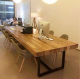 美式铁艺实木餐桌长方形办公桌小户型餐桌椅组合家具排档休闲桌椅