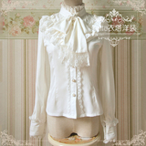 2016春装新款Lolita洋装高领长袖立领大蝴蝶结修身衬衣 雪纺衬衫