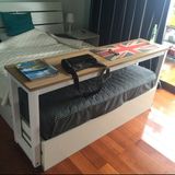 跨床桌可移动双人懒人电脑桌床上用床边桌简约钢木学习桌书桌餐桌