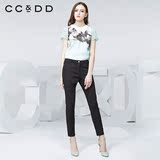 CCDD2016夏装新款专柜正品女 纯色提臀铅笔裤 修身休闲长裤