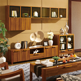 现代简约实木电视柜地柜 柚木客厅组合电视墙套装吊柜挂柜影视柜