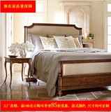 美式软包实木床 法式复古做旧1.8米双人床 样板房全屋家具定制