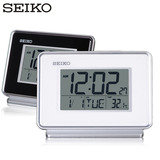 15新款精工SEIKO双组闹铃闹钟 液晶显示日历贪睡夜灯温度电子闹表