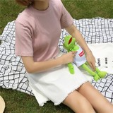 2016春夏季螺纹套头纯色圆领宽松短袖t恤女士学生打底衫上衣 短款
