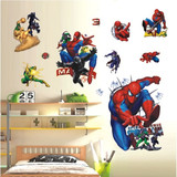 蜘蛛侠卡通3D立体墙贴画儿童房男孩卧室床头背景墙壁墙面装饰贴纸