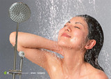 工程简易花洒增压沐浴淋浴器圆形方形全铜冷热水龙头套装拉丝超厚