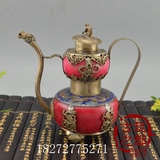 古玩杂项铜器仿古老瓷壶摆件 龙头酒壶茶壶水壶 家居工艺品摆设