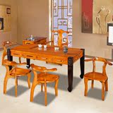 中式仿古茶桌实木古典泡茶桌简约方形茶几茶台楠木雕花茶桌椅组合