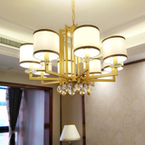 新中式客厅吊灯铁艺复古水晶灯大气圆形卧室餐厅吊灯别墅工程灯具