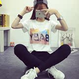 2016夏装新款韩国权志龙同款baby字母宽松男女情侣装学生短袖T恤
