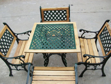 户外休闲椅子 阳台庭院咖啡桌椅 公园椅花园椅实木座椅 铸铁桌椅