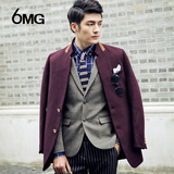 6＆MG春季英伦青年韩版男士呢子风衣立领中长款潮修身羊毛呢大衣