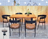 美式铁艺复古餐桌椅做旧实木咖啡厅桌椅酒吧 餐桌椅休闲靠背餐椅