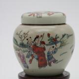 清 同治粉彩人物风景图 盖罐 做旧仿古瓷 老货古瓷器收藏古玩摆件