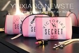 VS 维多利亚的秘密 新品条纹粉色大号便携女生 化妆包收纳包 原单