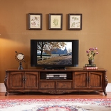 美式乡村电视柜仿古白复古做旧实木电视柜法式欧式雕花复古视听柜