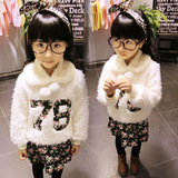 儿童套装2015女童冬季加绒长袖卫衣绒衫+宝宝韩版裙裤两件套童装