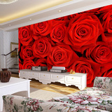无缝红色玫瑰现代简约北欧壁纸电视背景墙卧室客厅无纺布墙纸壁画