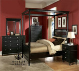 美式四柱床全实木双人床1.5/1.8米原木家具定制欧式简约现代家具