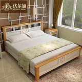 美式乡村全实木床1.8米双人床1.5欧式 简约现代松木床卧室家具