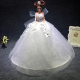 原创娃娃娃娃公主婚纱白色齐地可儿大裙摆套装儿童礼物可换头包邮