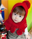 女宝宝帽子连披肩秋冬季新儿童女童婴儿斗篷毛线坎肩1-2-3-4-5岁