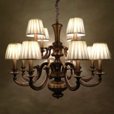 正品全铜美式法式简欧双层复式客厅吊灯镀铜卧室新古典别墅灯具
