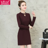 Yi－xn2016秋装新款打底裙韩版修身大码长袖连衣裙收腰显瘦包臀裙