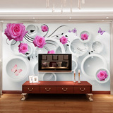 壁画3D立体简约现代客厅电视背景墙纸壁纸卧室温馨玫瑰花卉墙布