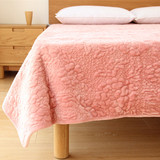 左耳边绗缝床盖冬季保暖加厚短毛绒绗缝床垫床单毛毯床上用品