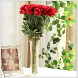 高档仿真玫瑰花 单只 绢花假花客厅装饰花艺情人节红玫瑰花