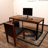 书桌长方形大班桌简约长桌办公桌美式乡村实木创意电脑桌铁艺家用