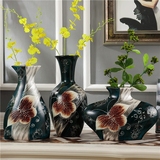 花瓶陶瓷装饰欧式客厅台面摆件简约手工插花器结婚礼物创意三件套