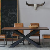 美式复古餐桌铁艺餐桌实木桌会议桌长桌做旧餐桌子书桌办公桌饭桌